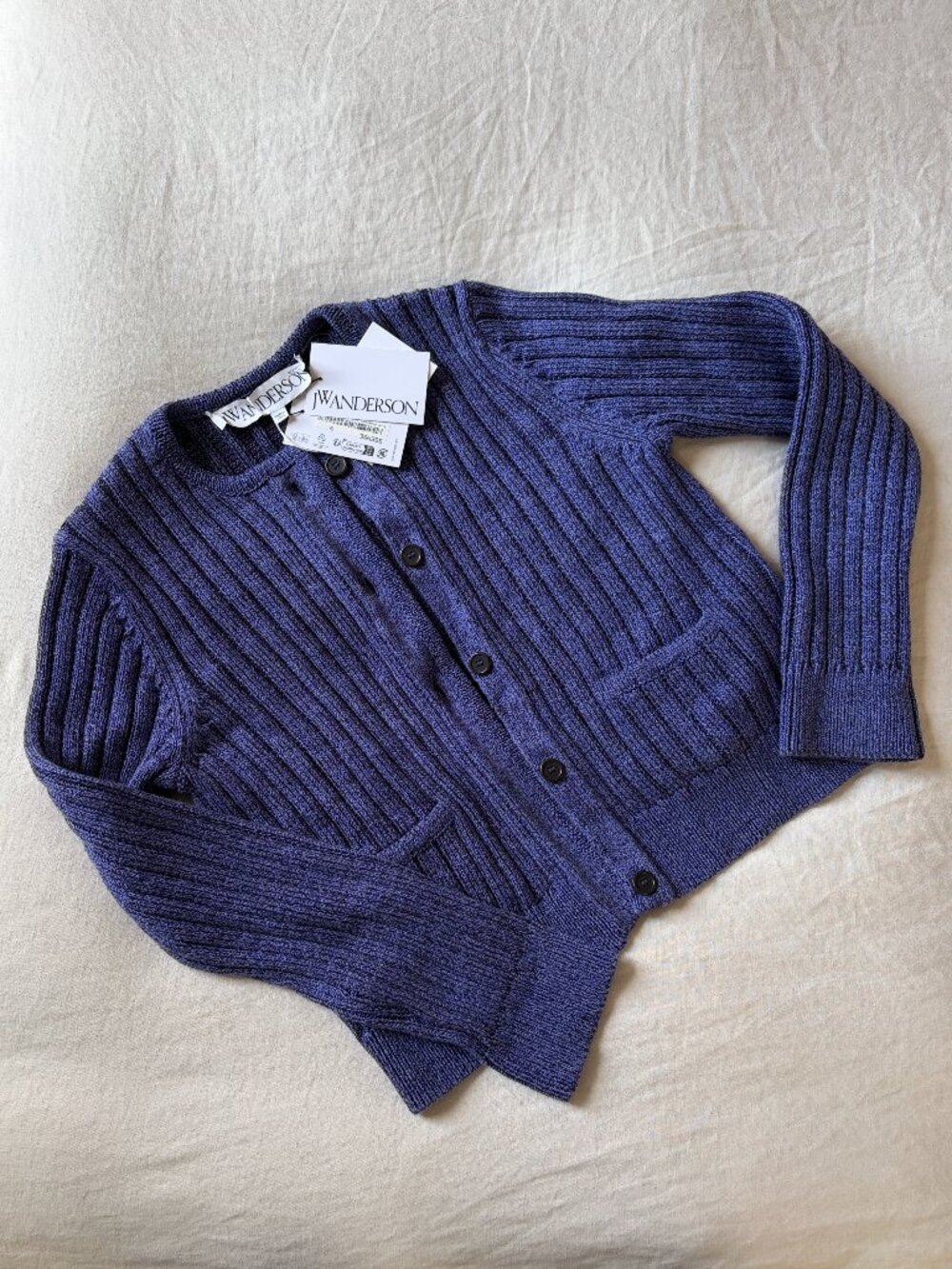 JW ANDERSON Purple Ribbed Knit Cardigan Small - Picture 2 of 8